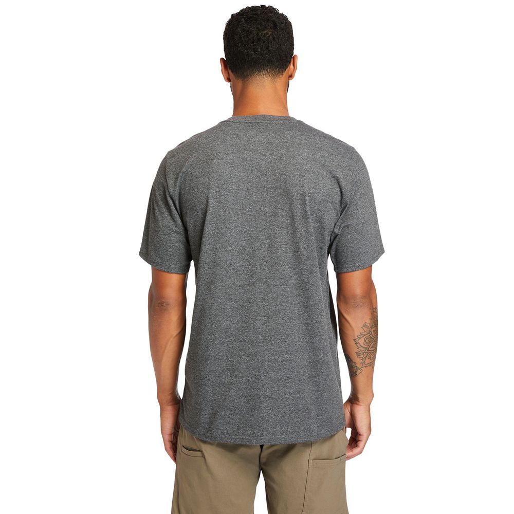 Timberland Mens T-Shirts PRO® Short Sleeve Base Plate Wicking - Dark Grey - India RY4305691